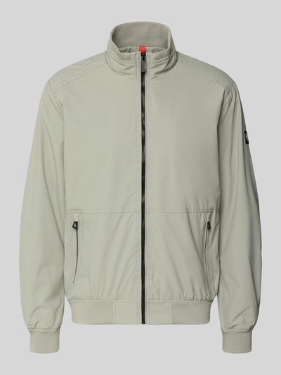 Produktfoto, Regular Fit Jacke mit Stehkragen von Lerros in Hellgrau, elastischer Material-Mix, Reißverschluss, Logo-Detail, Eingrifftaschen