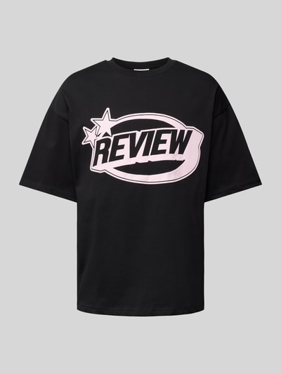 REVIEW T-shirt o kroju oversized z nadrukiem z logo Czarny 2