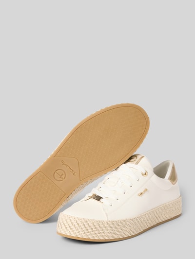 Productfoto, Low Top Sneaker mit Schnürung van Tamaris in effen kleuren met ronde punt van de schoen, platte hakvorm, labelapplicatie, licht geprofileerde zool en materiaalverwerking van glad leer.