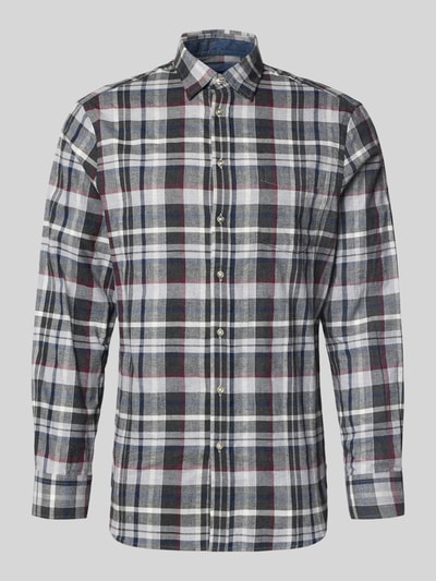 Christian Berg Men Regular Fit Freizeithemd mit Kentkragen Dunkelgrau Melange 2