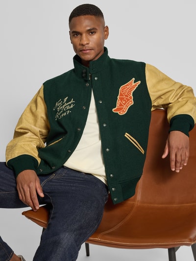 Polo Ralph Lauren College-Jacke aus Woll-Mix mit Stitchings Modell 'BROKEN' Gruen 3