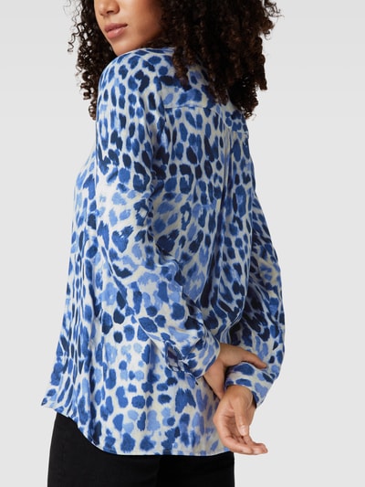 Milano Italy Hemdbluse mit Allover-Muster Marineblau 3