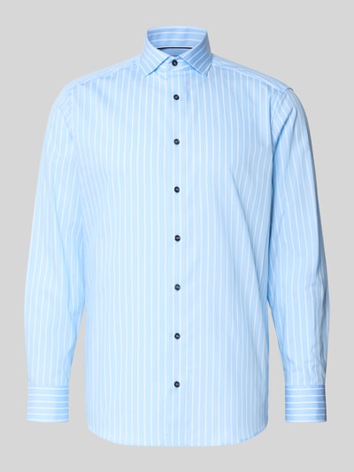 Produktfoto, Regular Fit Business-Hemd mit Streifenmuster Modell 'Royal Kent' von OLYMP aus reiner Baumwolle in Hellblau mit Kentkragen
