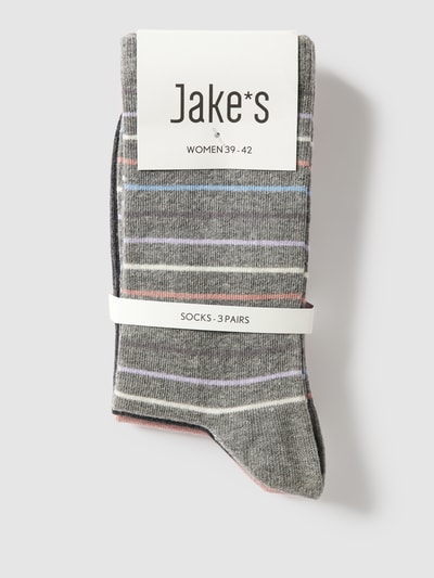 Jake*s Casual Socken im unifarbenen Design im 2er-Pack Mittelgrau Melange 3