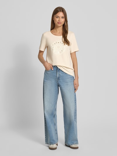 s.Oliver RED LABEL T-shirt o kroju regular fit z mieszanki bawełny Piaskowy 1