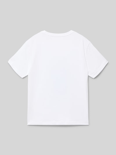 Produktfoto, Regular Fit T-Shirt aus reiner Baumwolle von Polo Ralph Lauren Teens, weiß, kurzarm, Rundhals, Label-Schriftzug, feine Rippenstruktur, unifarben