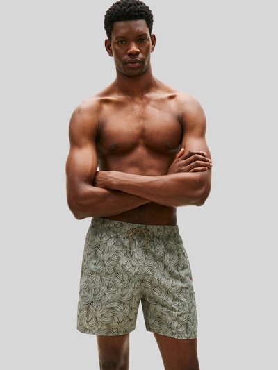 Tommy Hilfiger Regular Fit Badehose mit Logo Print Oliv 4
