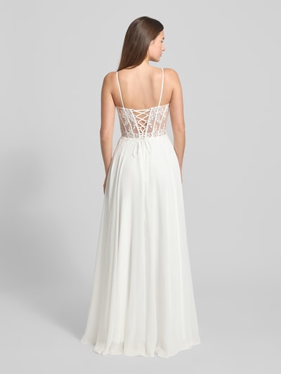 Luxuar Regular Fit Brautkleid mit floralem Spitzenbesatz Offwhite 5