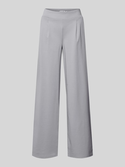 Produktfoto, Wide Fit Stoffhose mit Viskose-Anteil Modell 'Kate' van ICHI, lichtgrijs, elastische tailleband, zachte stoftextuur, vouwdetails.