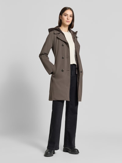 CINQUE Lange jas met imitatiebont, model 'PAOLINA' Taupe - 1