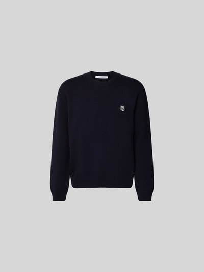 MAISON KITSUNÉ Pullover mit Label-Stitching Marine 2