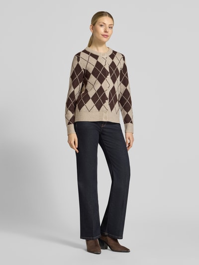 VILA Strickjacke im Allover-Look Modell 'AGGIE' Beige 1