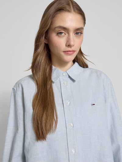 Tommy Jeans Relaxed Fit Blusenshirt aus Baumwoll-Leinen-Mix Blau 3