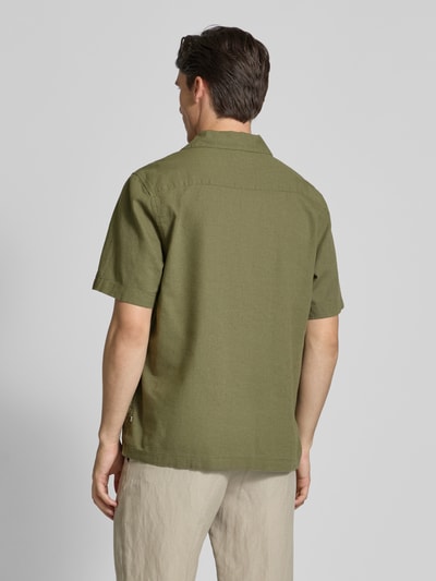 Wood Wood Regular Fit Leinenhemd mit Resortkragen Modell 'aaron' Oliv 5