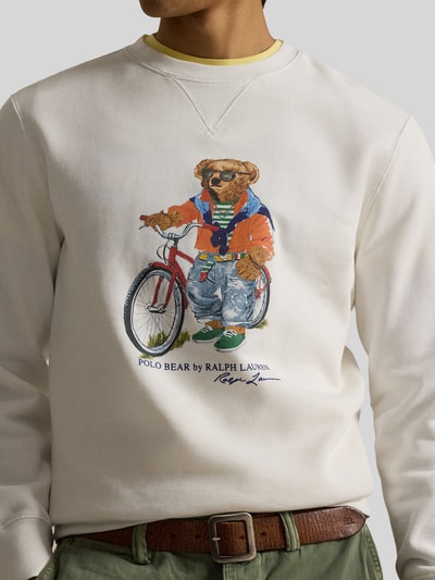 Polo Ralph Lauren Regular Fit Sweatshirt aus Baumwoll-Mix mit Polo Bear Print Weiss 3