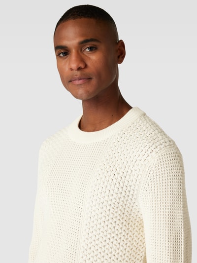 Esprit Collection Sweter z dzianiny z prążkowanymi wykończeniami Złamany biały 3