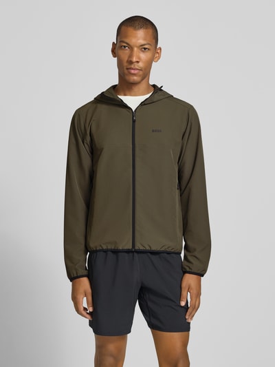 BOSS Green kurtka treningowa o kroju slim fit z naszywką z logo model 'CommuterPro' Oliwkowy 4