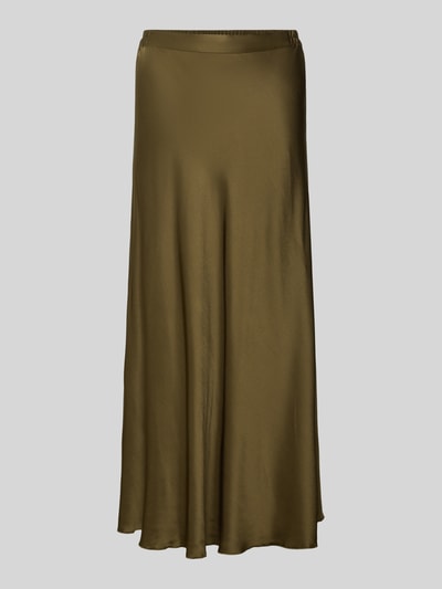 Milano Italy Midirock aus Viskose mit elastischem Bund Khaki 2