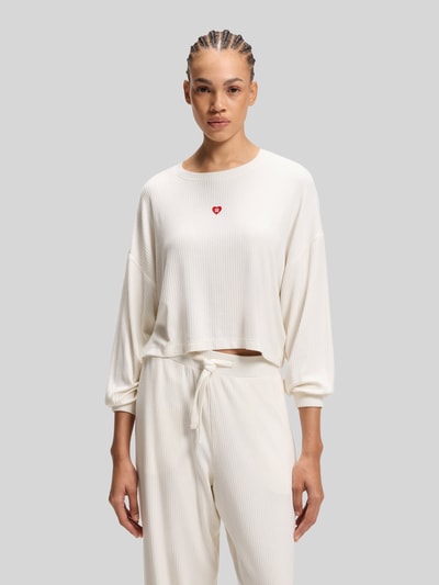 HUGO relaxed fit sweatshirt van modalmix model 'HUGO HEART' Offwhite - 4
