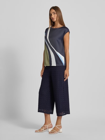 s.Oliver BLACK LABEL Wide leg culotte met kantpatroon Marineblauw - 1