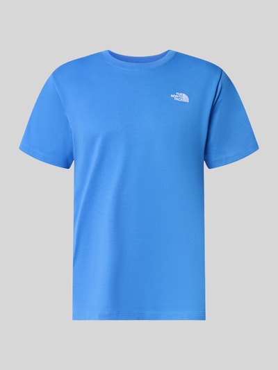 Produktfoto, Regular Fit T-Shirt mit Rundhalsausschnitt Modell 'EVOLUTION' von The North Face in Blau, glatte Struktur, Label-Stitching, Rückenlänge 72 cm bei Größe M