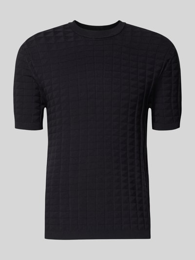 Armani Exchange Strickshirt aus Viskose-Mix mit Strukturmuster Marine 1