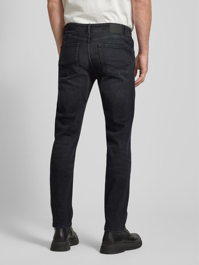 Christian Berg Men Straight fit jeans met contrastnaden van biologische katoenmix Antraciet - 5