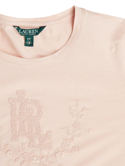 Lauren Ralph Lauren T-shirt z haftami i ozdobnymi perełkami Mocnoróżowy 2