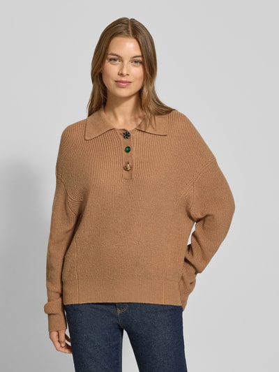 Essentiel Antwerp Loose fit gebreide pullover van wolmix, model 'IMETAL' Beige - 4