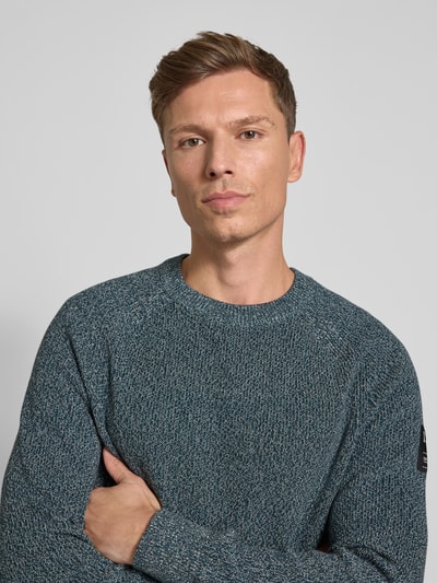 Tom Tailor Denim Regular fit gebreide pullover van zuiver katoen Donkergroen gemêleerd - 3