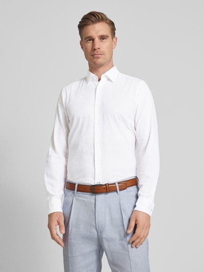 JOOP! Slim fit zakelijk overhemd in effen design Wit - 4