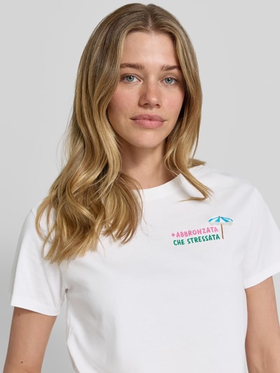MC2 Saint Barth T-Shirt mit Motiv- und Statement-Stitching Modell 'EMILIE' Weiss 3