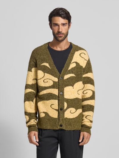 WOODBIRD Strickjacke mit V-Ausschnitt Khaki 4