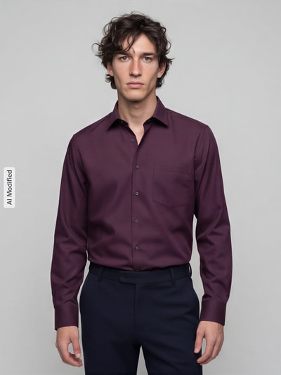 Seidensticker Regular Fit Businesshemd aus reiner Baumwolle Modell 'New Kent' Bordeaux 4