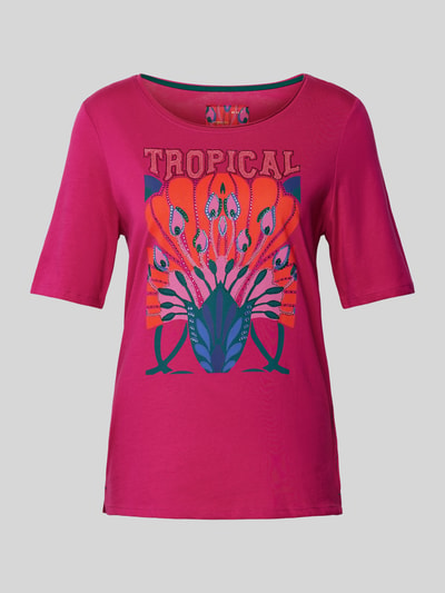 Oui T-shirt met strass-steentjes Fuchsia - 2