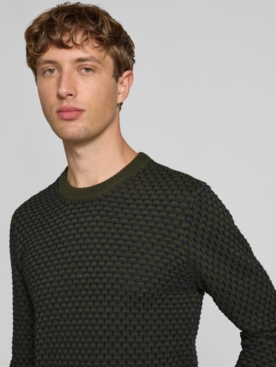 Blend Gebreide pullover met ronde hals, model 'DONG' Olijfgroen - 3