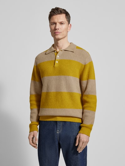 Wood Wood Strickpullover mit Polo-Kragen Modell 'Kimse' GELB 4