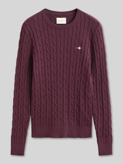 GANT Regular Fit Pullover aus Baumwoll-Mix mit Logo-Stitching Bordeaux 2