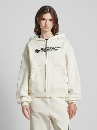 Low Lights Studios Sweatjacke mit Label-Print Modell 'LIGHTNING' Ecru 4