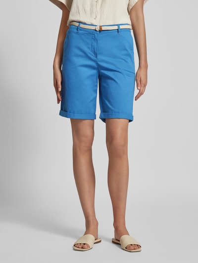 Christian Berg Woman Bermudas in unifarbenem Design mit Gürtel Rauchblau 4