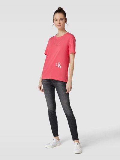 Calvin Klein Jeans T-shirt met logoprint, model 'MONOGRAM' Felroze - 1