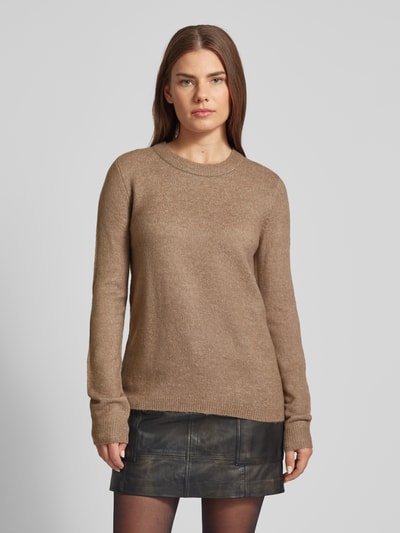 Fransa Gebreide pullover met ronde hals, model 'Rellis' Taupe - 4