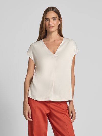 s.Oliver BLACK LABEL Relaxed fit blouseshirt van materiaalmix Beige - 4