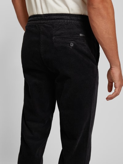 Only & Sons Tapered fit corduroy broek met elastische band, model 'LINUS' Zwart - 3