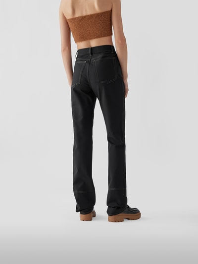 Helmut Lang Straight Fit Jeans mit Ziernähten Schwarz 5