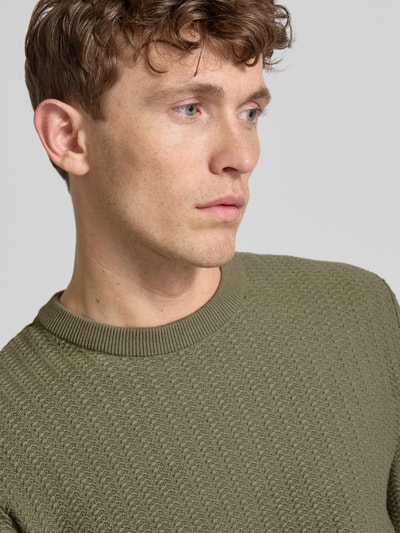 Jack & Jones Premium Strickpullover mit Strukturmuster Modell 'TRAVIS' Oliv 3