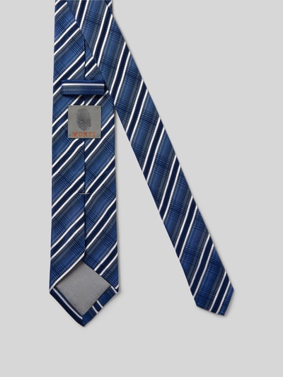 Monti Zijden stropdas met all-over print (7 cm) Marineblauw - 2