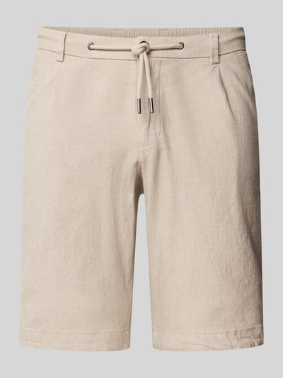 bugatti Slim fit korte broek met tunnelkoord Ecru - 2