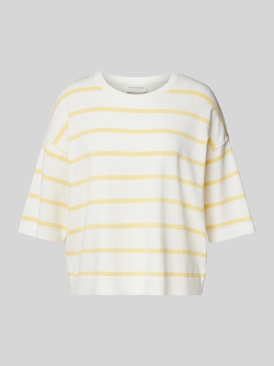 MSCH Copenhagen Strickshirt mit überschnittenen Schultern und Rundhalsausschnitt Hellgelb 2