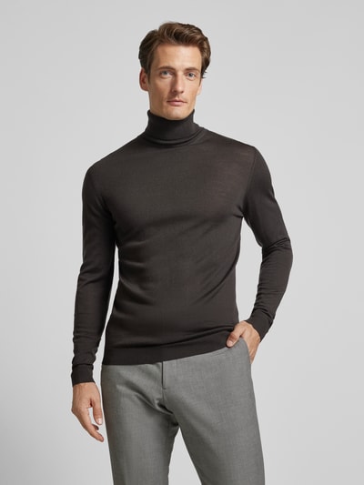 Roy Robson Wollpullover mit Rollkragen Dunkelbraun 4